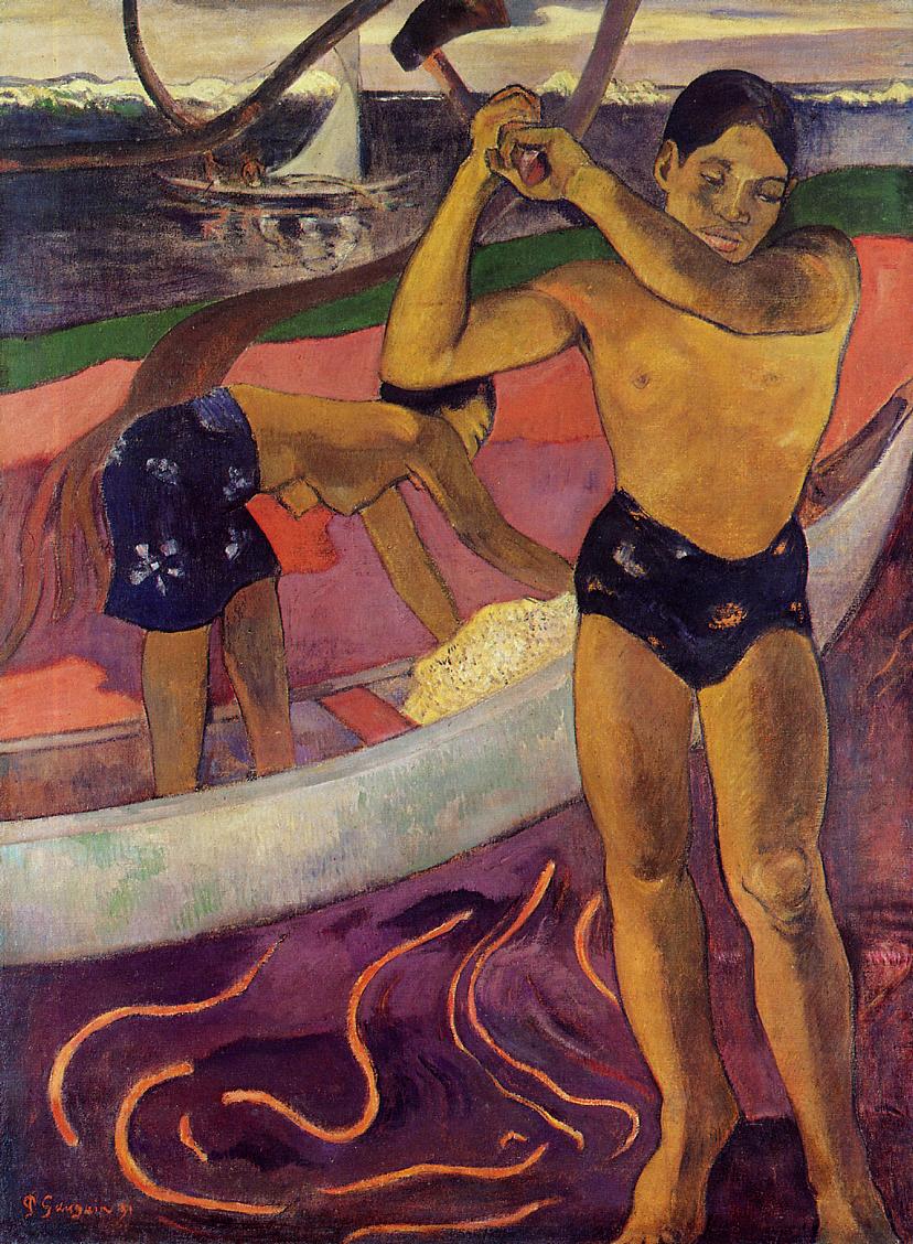 A man with axe (1891) Paul Gauguin tablo - Dekolata