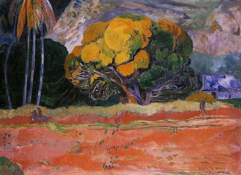 At the Foot of the Mountain (1892) Paul Gauguin tablo - Dekolata