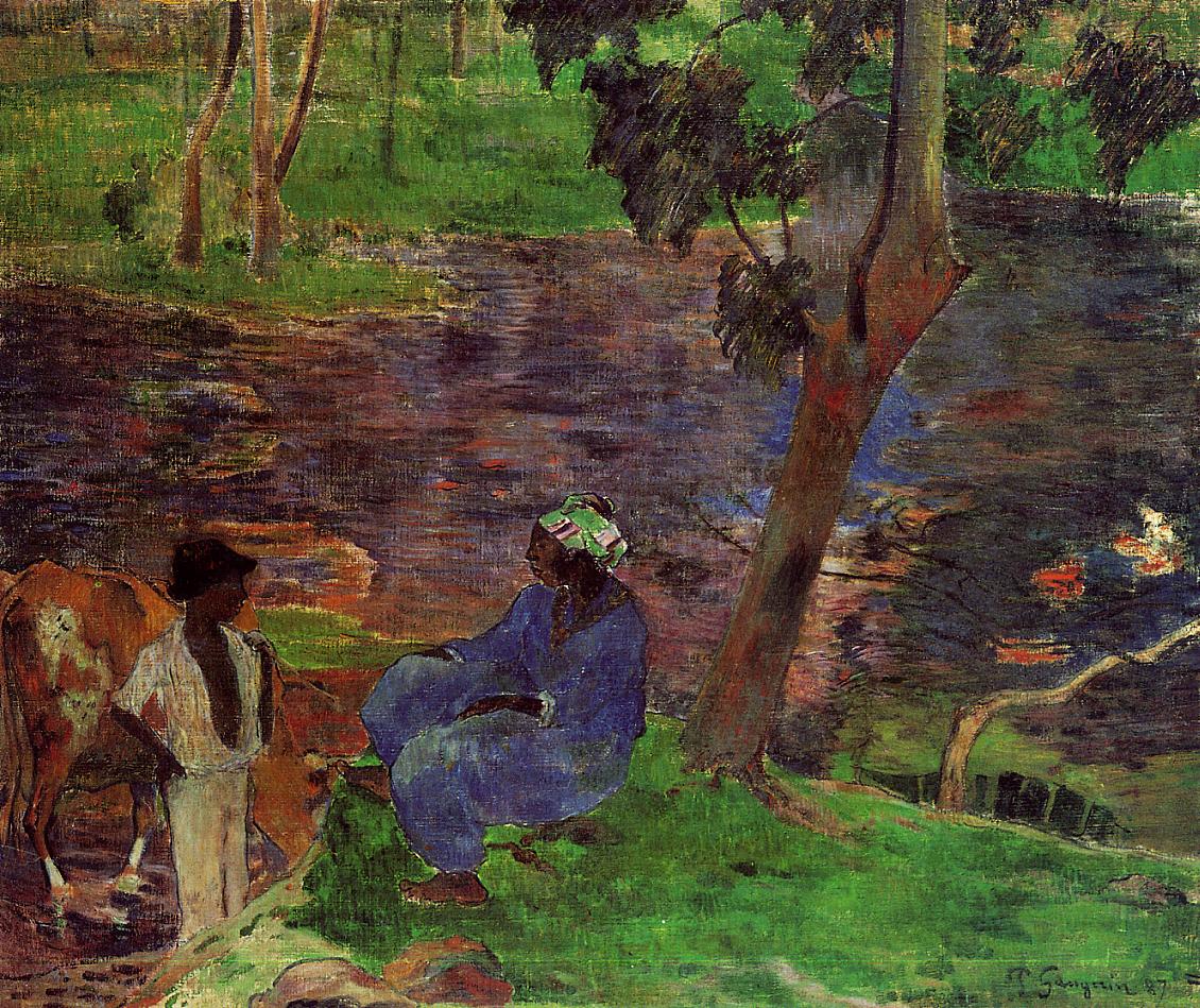 At the pond (1887) Paul Gauguin tablo - Dekolata