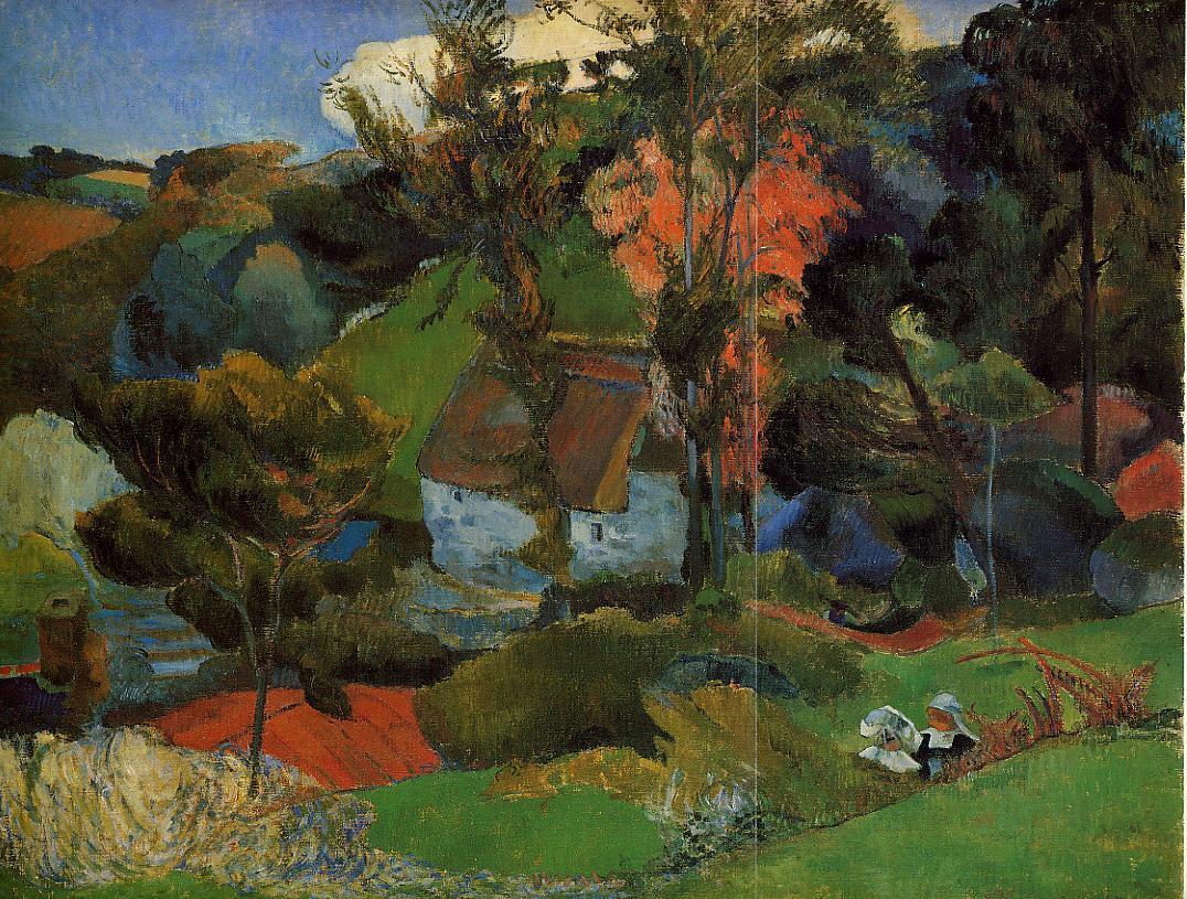 Aven running through Pont Aven (1888) Paul Gauguin tablo - Dekolata