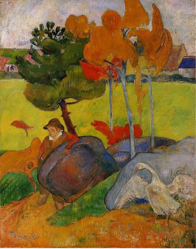 Breton Boy in a Landscape with Goose (1889) Paul Gauguin tablo - Dekolata