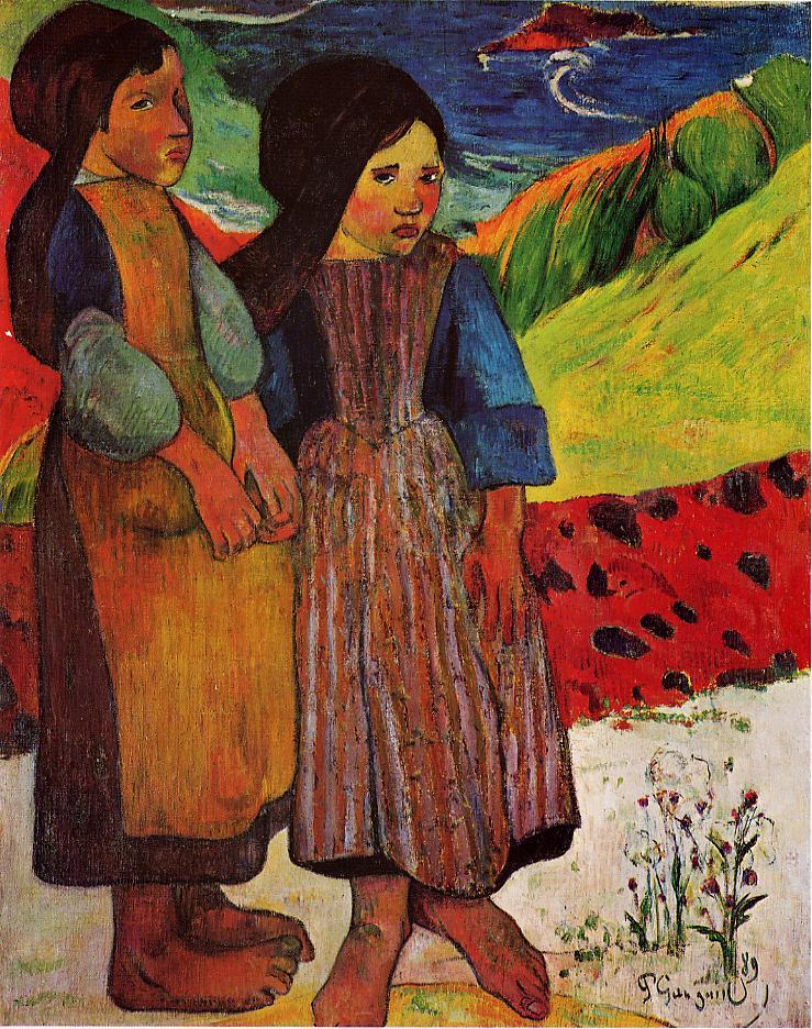 Breton Girls by the sea (1889) – Paul Gauguin Tablo
