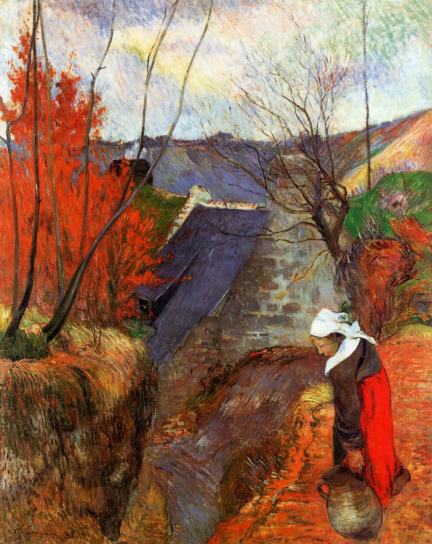 Breton Woman with a Pitcher (1888) Paul Gauguin tablo - Dekolata