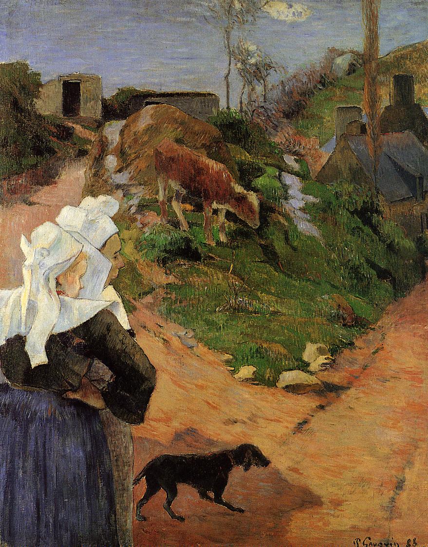 Breton Women at the Turn (1888) Paul Gauguin tablo - Dekolata