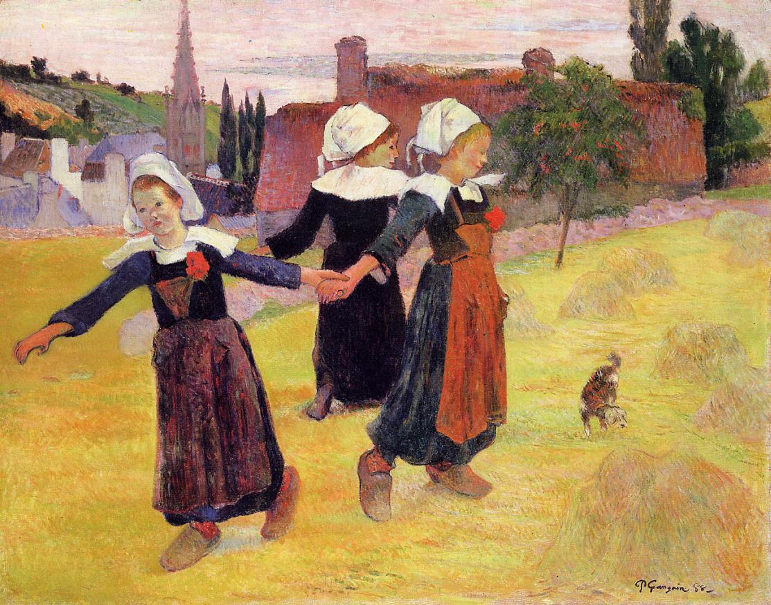 Breton girls dancing (1888) Paul Gauguin tablo - Dekolata