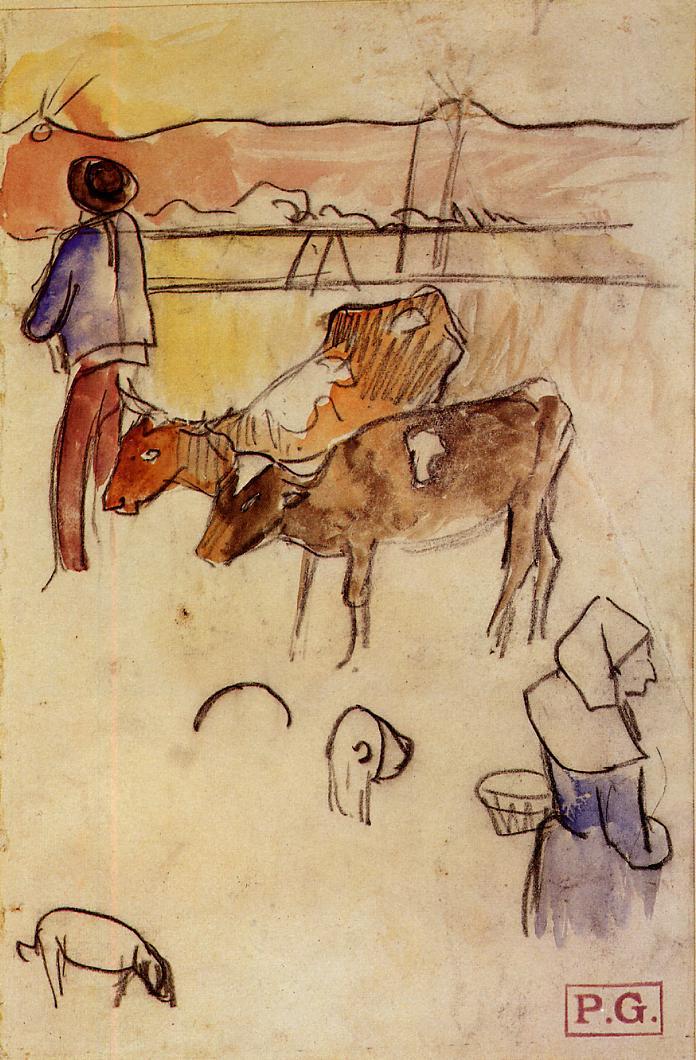 Bretons and cows (1889) Paul Gauguin tablo - Dekolata