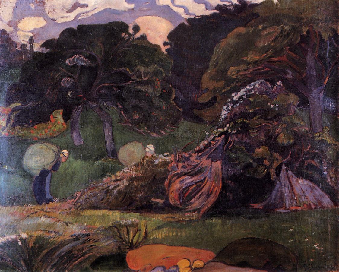 Brittany landscape with women carrying sack (1889) Paul Gauguin tablo - Dekolata