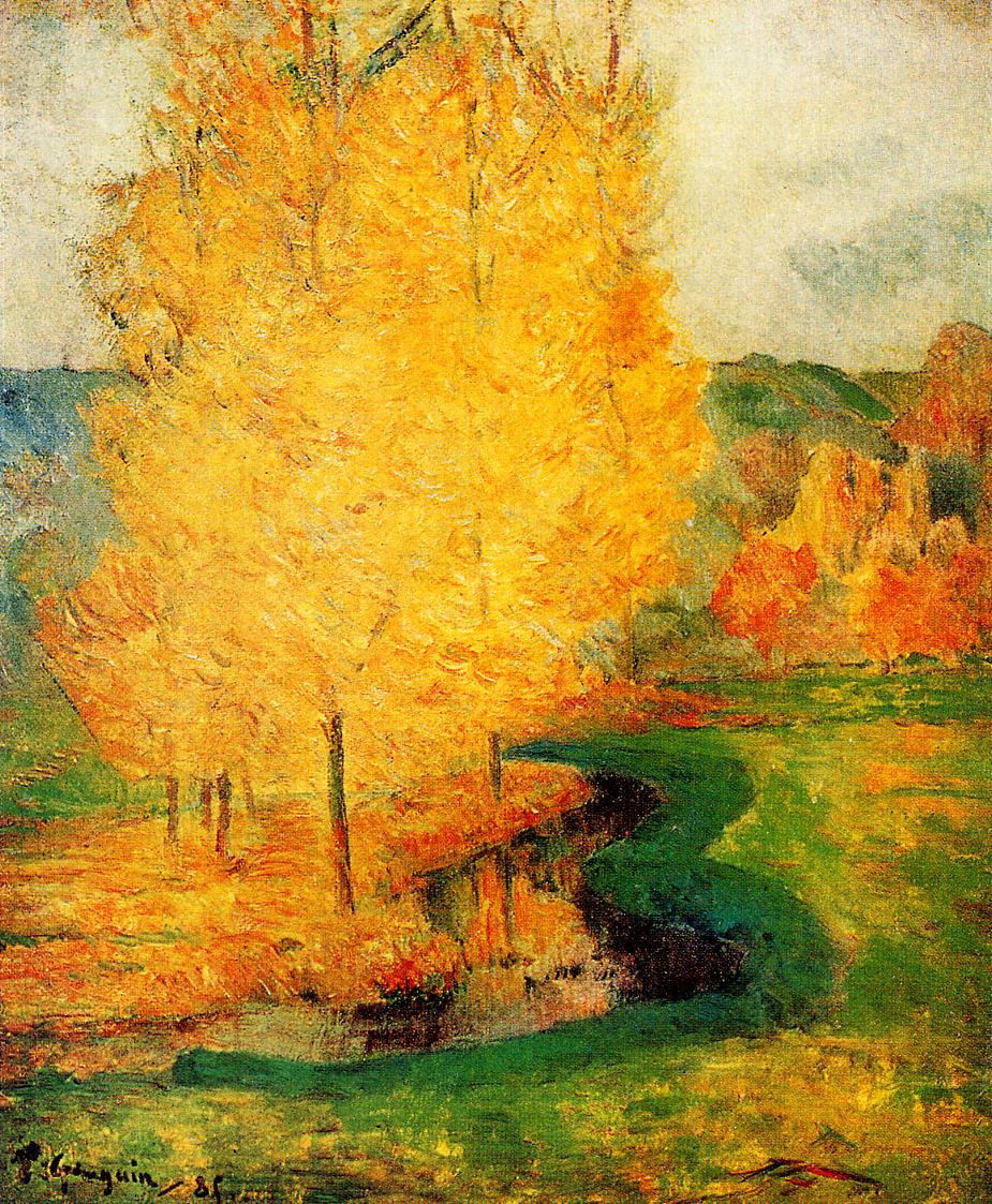 By the Stream, Autumn (1885) Paul Gauguin tablo - Dekolata
