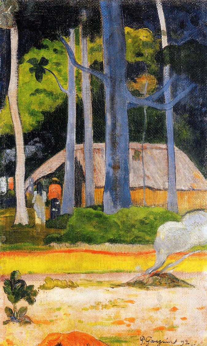 Cabin under the trees (1892) Paul Gauguin tablo - Dekolata