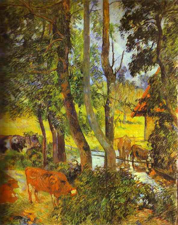Cattle drinking (1885) Paul Gauguin tablo - Dekolata
