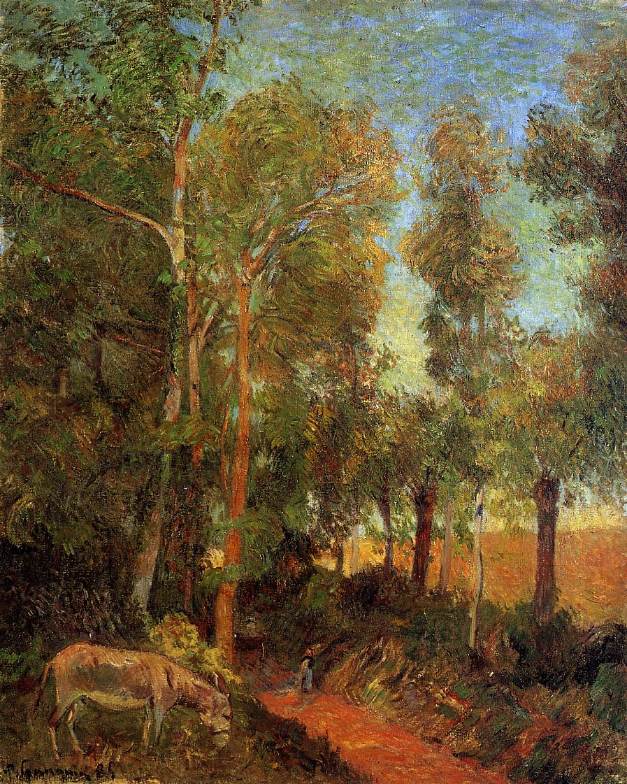 Donkey by lane (1885) Paul Gauguin tablo - Dekolata