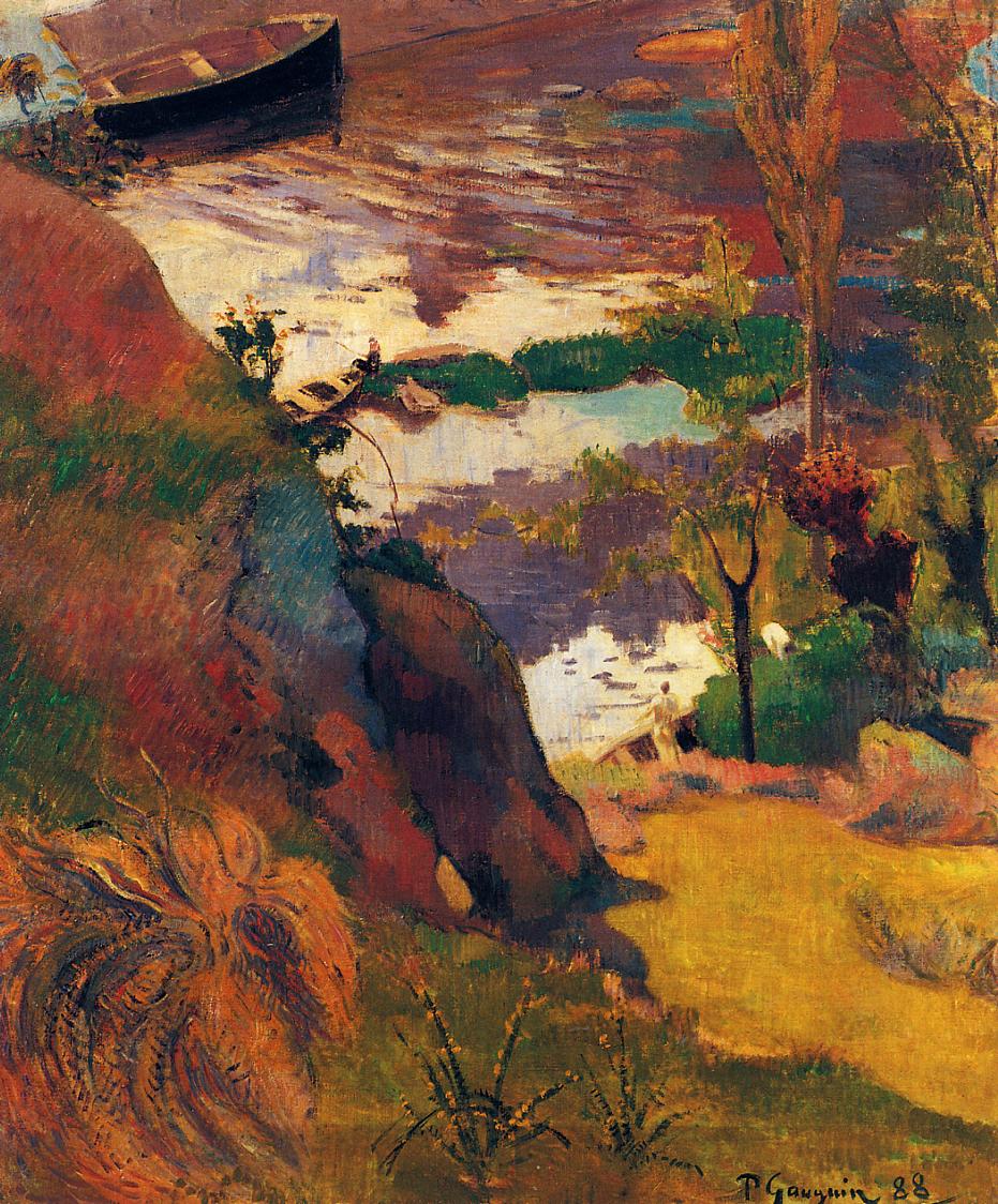 Fisherman and bathers on the Aven (1888) Paul Gauguin tablo - Dekolata