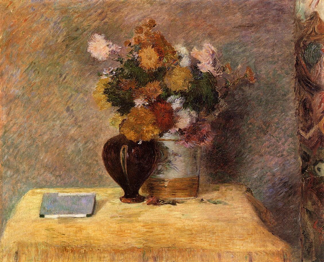 Flowers and Japanese book (1882) Paul Gauguin tablo - Dekolata
