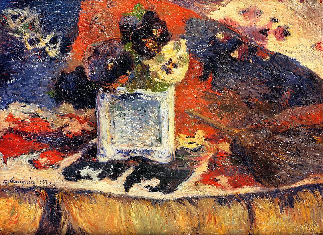 Flowers and carpet (Pansies) (1880) Paul Gauguin tablo - Dekolata
