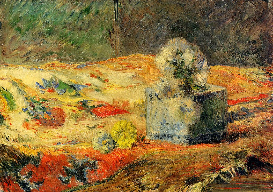 Flowers and carpet (1881) – Paul Gauguin Tablo