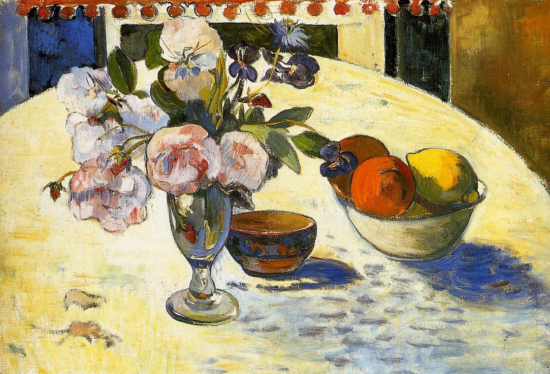 Flowers in a fruit bowl (1894) Paul Gauguin tablo - Dekolata