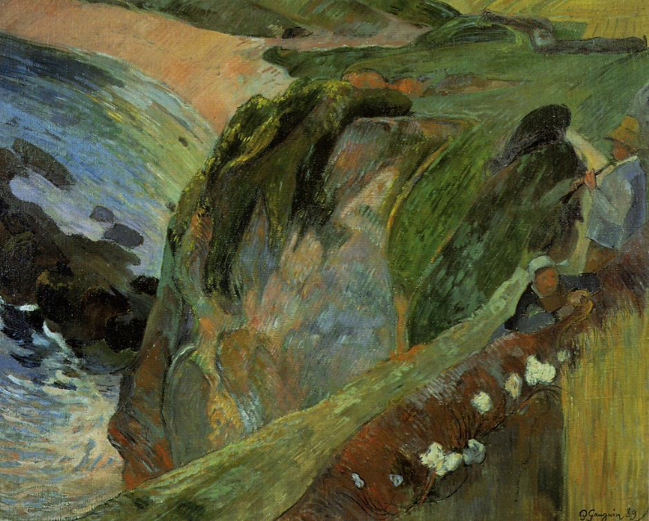 Flutist on the cliffs (1889) Paul Gauguin tablo - Dekolata