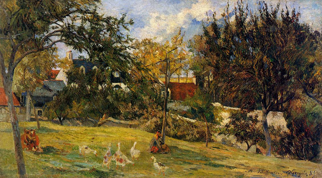 Geese in the meadow (1885) Paul Gauguin tablo - Dekolata