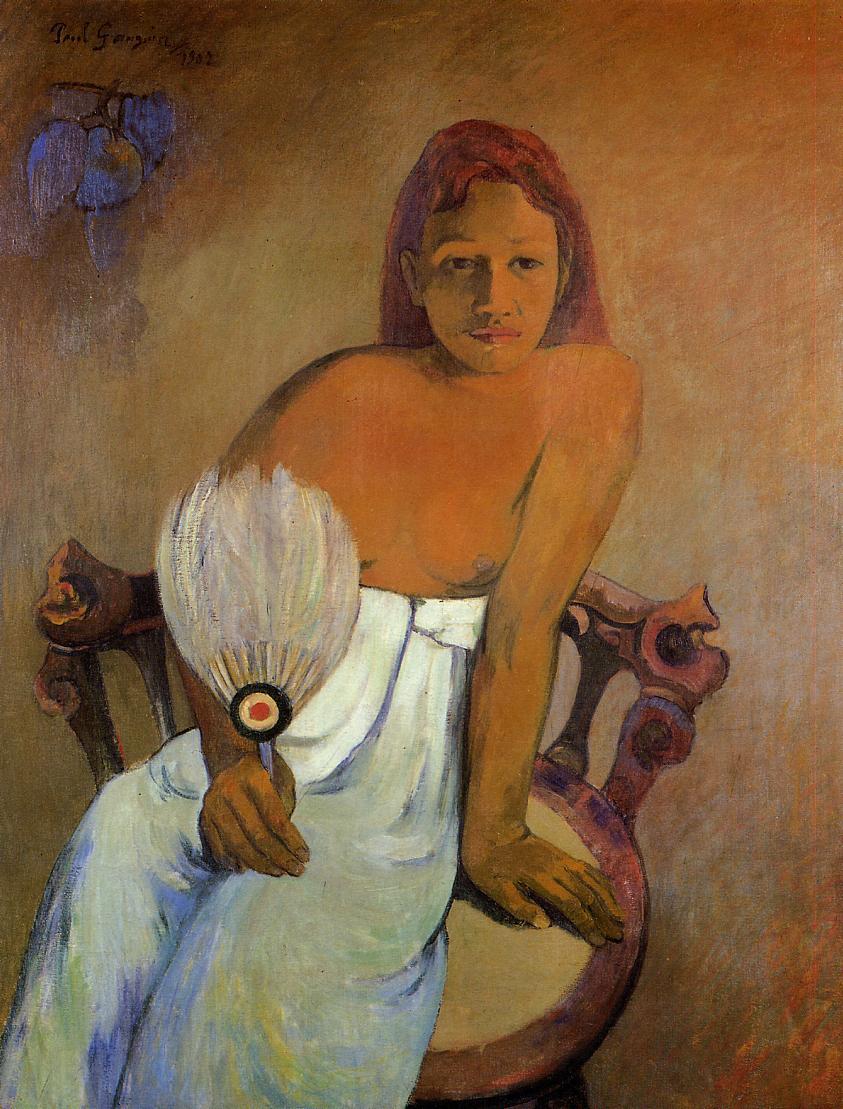 Girl with a Fan (1902) Paul Gauguin tablo - Dekolata