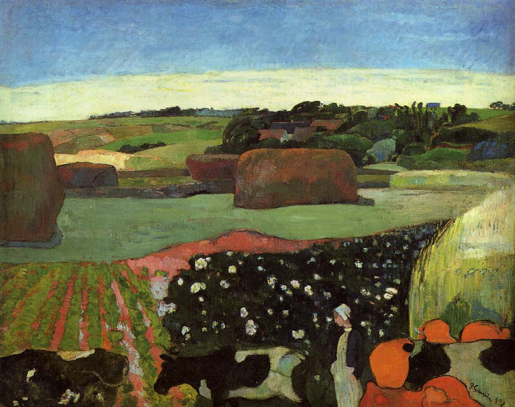 Haystacks in Brittany (1890) – Paul Gauguin Tablo