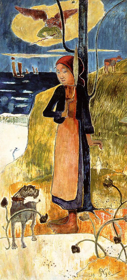 Jeanne d'Arc, or Breton girl spinning (1889) Paul Gauguin tablo - Dekolata