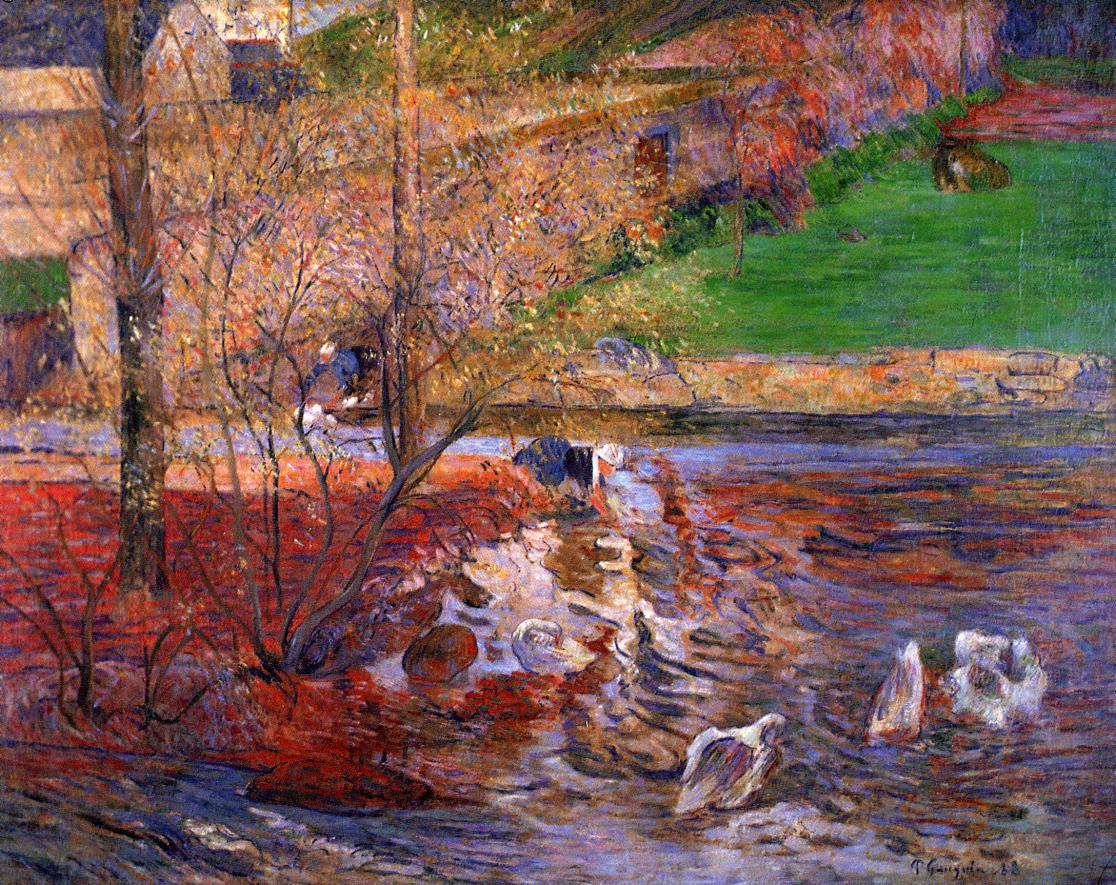 Landscape with geese (1888) Paul Gauguin tablo - Dekolata