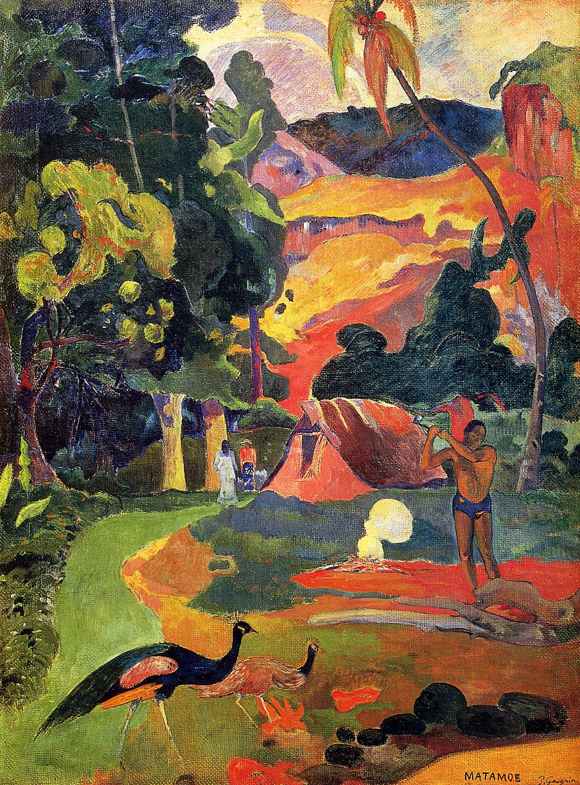 Landscape with peacocks (1892) – Paul Gauguin Tablo