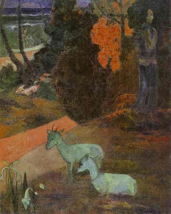 Landscape with two goats (1897) Paul Gauguin tablo - Dekolata