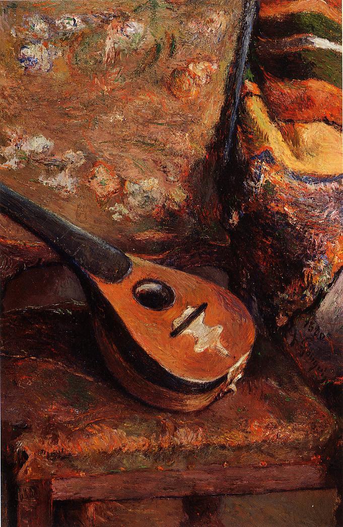Mandolin on a chair (1880) Paul Gauguin tablo - Dekolata