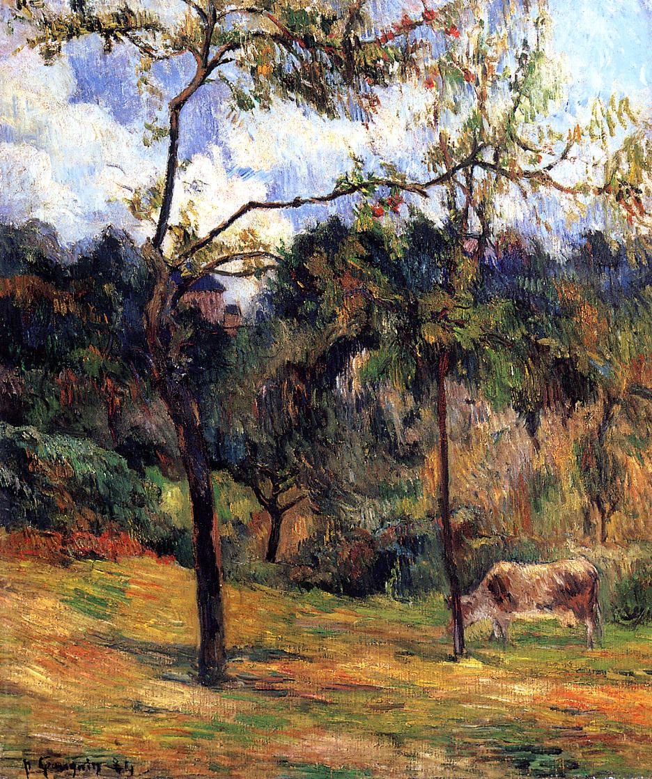Normandy Landscape Cow in a Meadow (1884) Paul Gauguin tablo - Dekolata