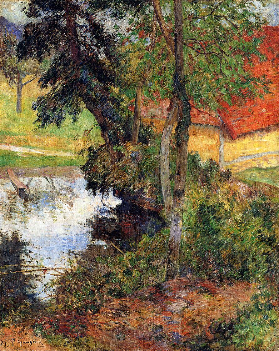 Red roof by the water (1885) Paul Gauguin tablo - Dekolata