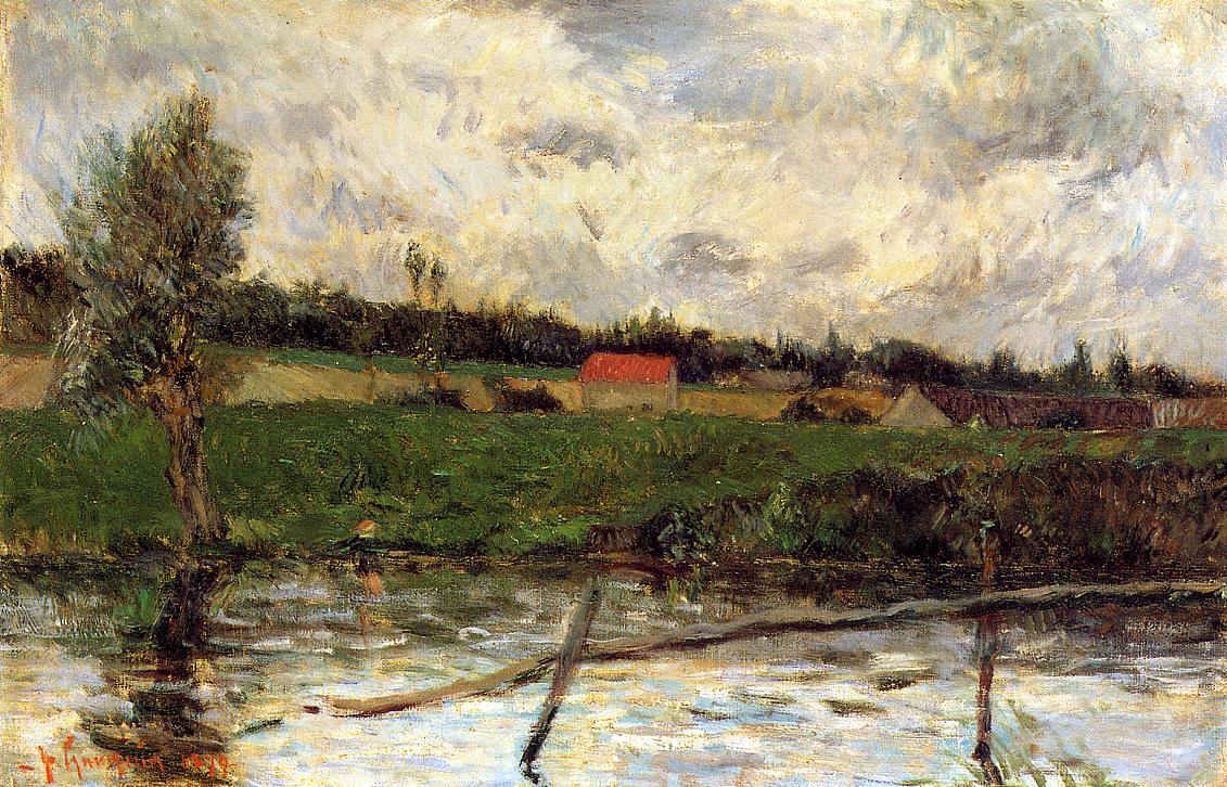 Riverside (Breton landscape) (1879) Paul Gauguin tablo - Dekolata