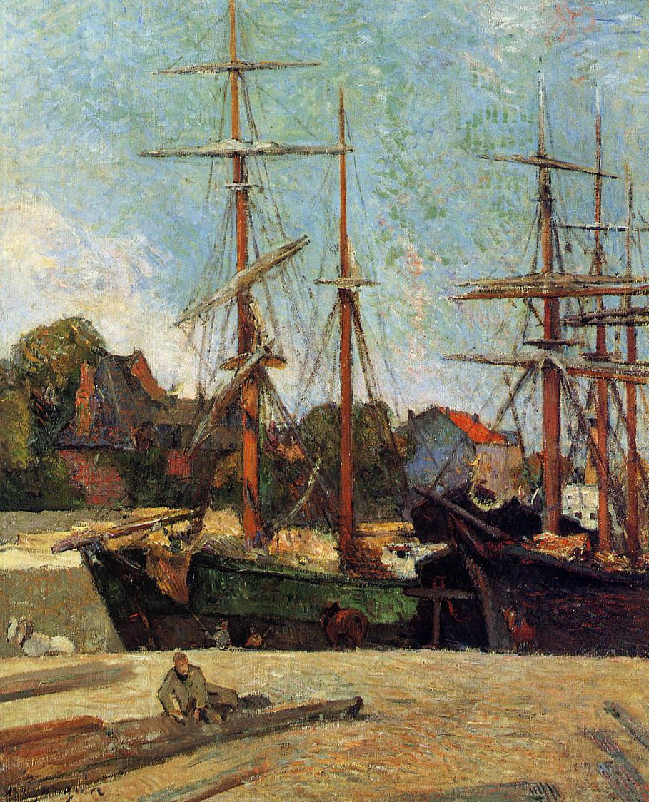 Schooner and three masters (1886) Paul Gauguin tablo - Dekolata