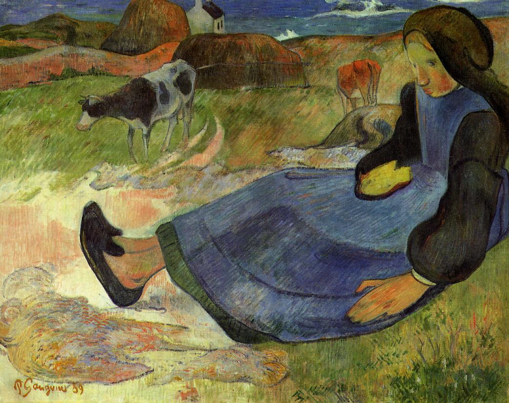 Seated breton girl (1889) Paul Gauguin tablo - Dekolata