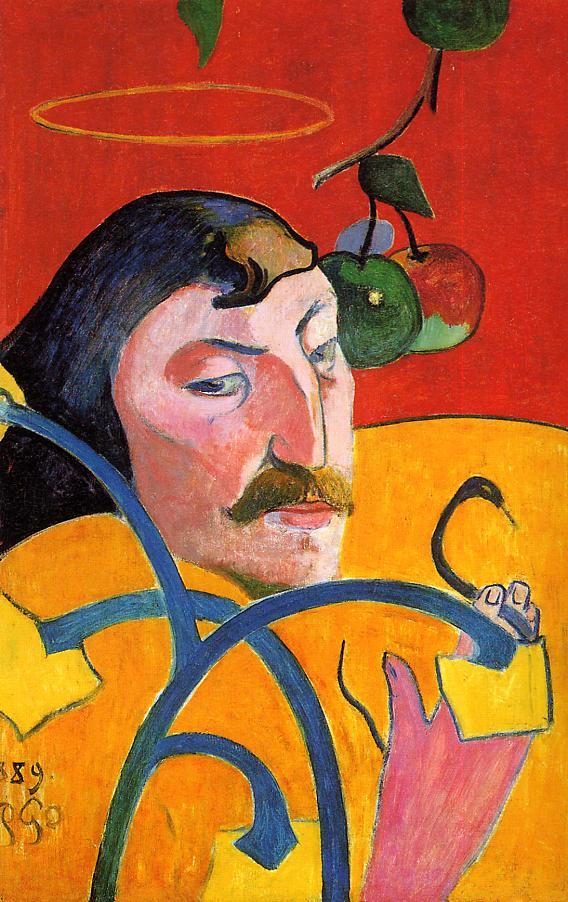 Self Portrait with Halo and Snake (1889) Paul Gauguin tablo - Dekolata