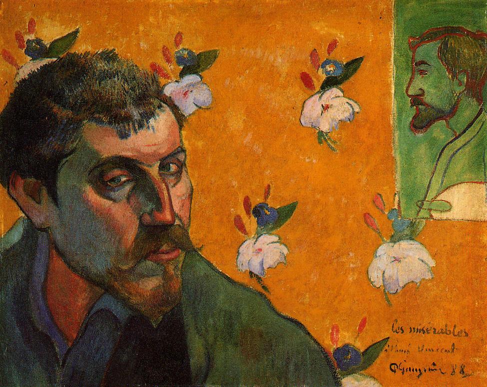 Self Portrait with Portrait of Émile Bernard (Les misérables) (1888) Paul Gauguin tablo - Dekolata