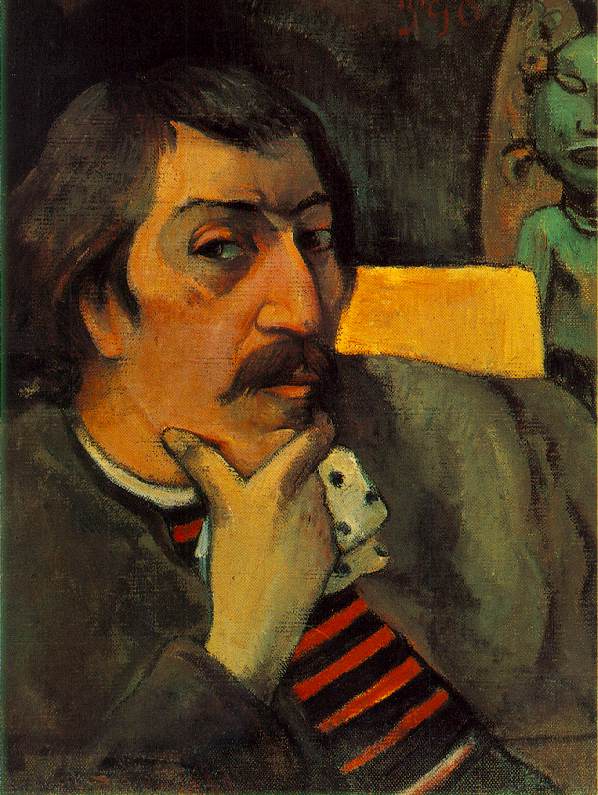 Self Portrait with the Idol (1893) Paul Gauguin tablo - Dekolata