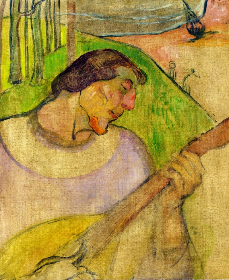 Self portrait with mandolin (1889) – Paul Gauguin Tablo