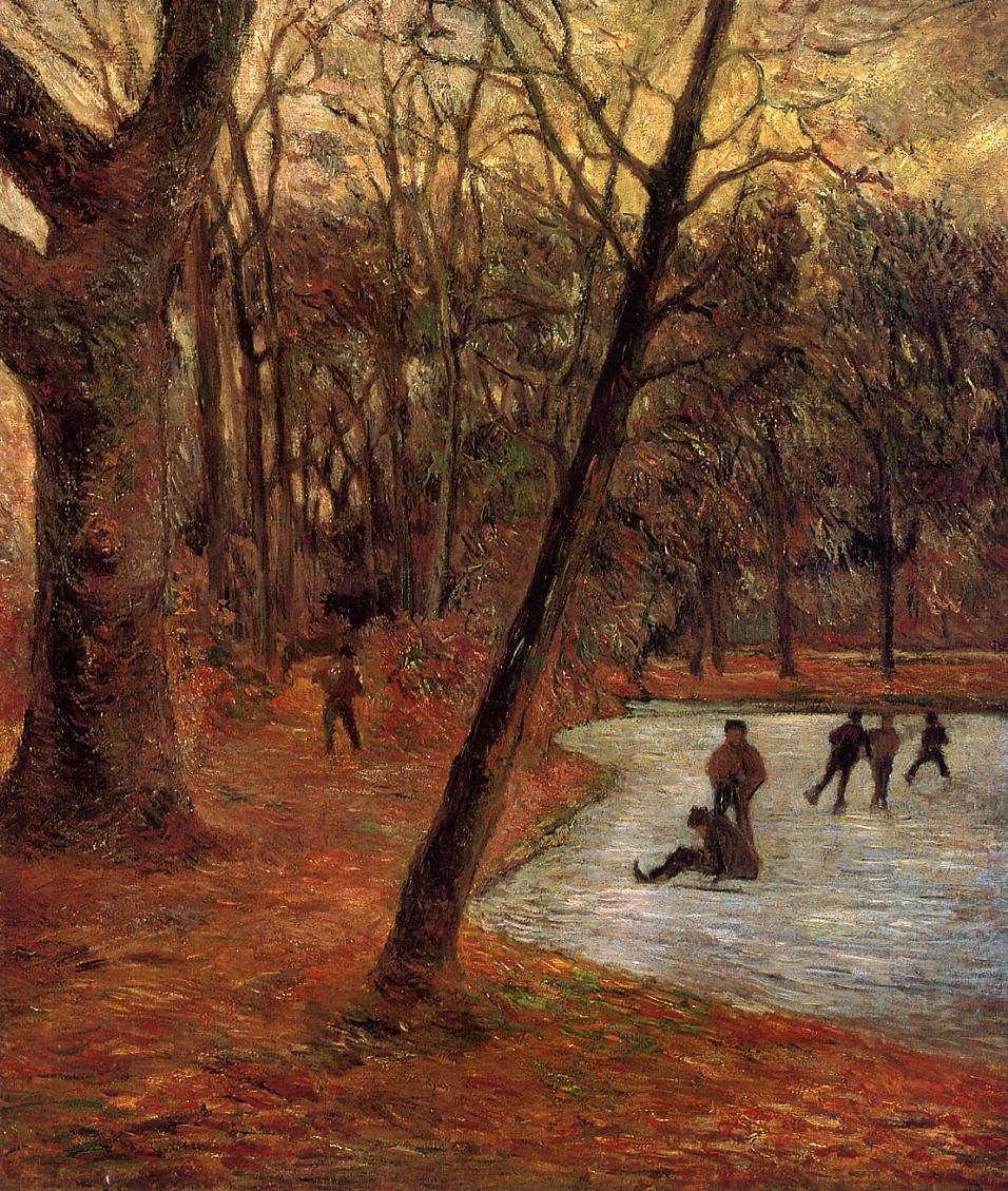Skaters in Fredericksberg park (1884) Paul Gauguin tablo - Dekolata