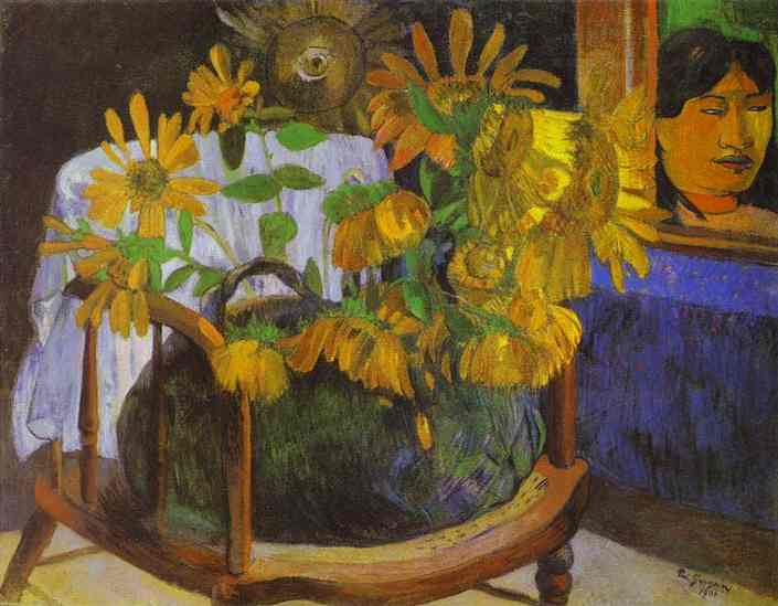 Still Life with Sunflowers on an armchair (1901) Paul Gauguin tablo - Dekolata