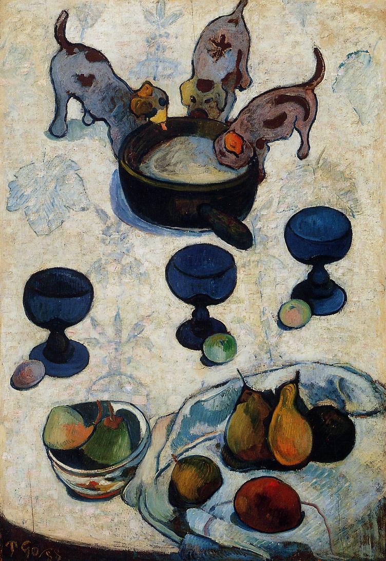 Still Life with Three Puppies (1888) Paul Gauguin tablo - Dekolata