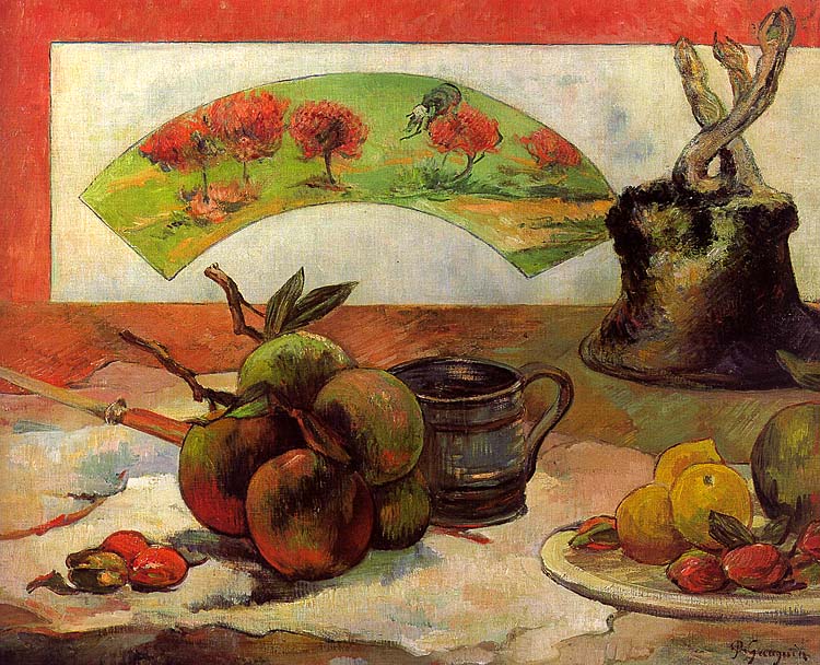 Still Life with a Fan (1889) Paul Gauguin tablo - Dekolata