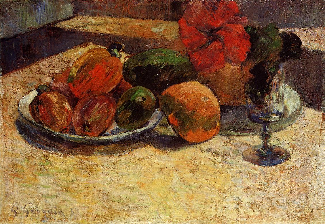 Still life with mangoes and hibiscus (1887) Paul Gauguin tablo - Dekolata