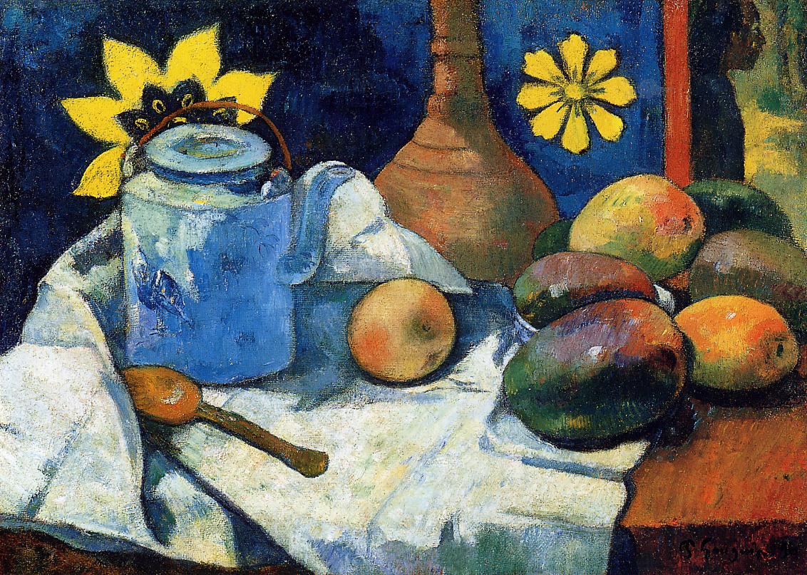 Still life with teapot and fruits (1896) Paul Gauguin tablo - Dekolata