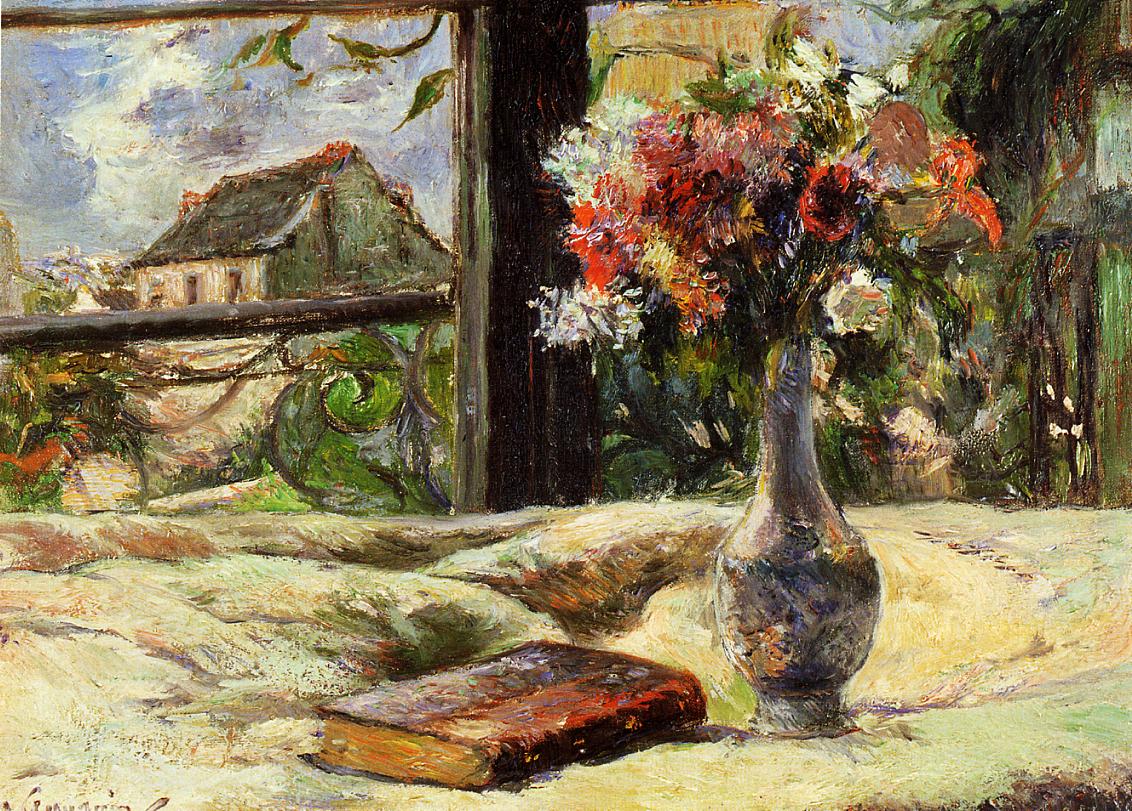 Still life. Vase with flowers on the window (1881) Paul Gauguin tablo - Dekolata