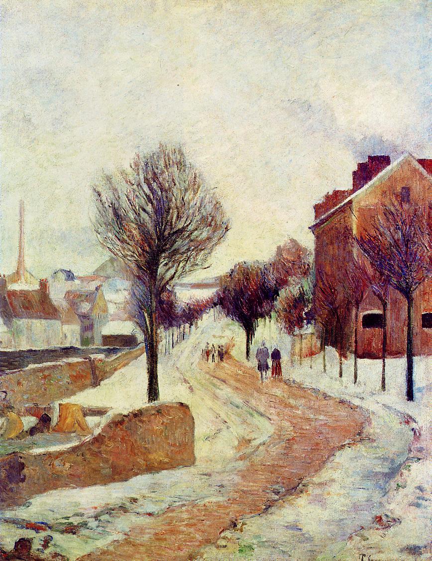 Suburb under snow (1886) Paul Gauguin tablo - Dekolata