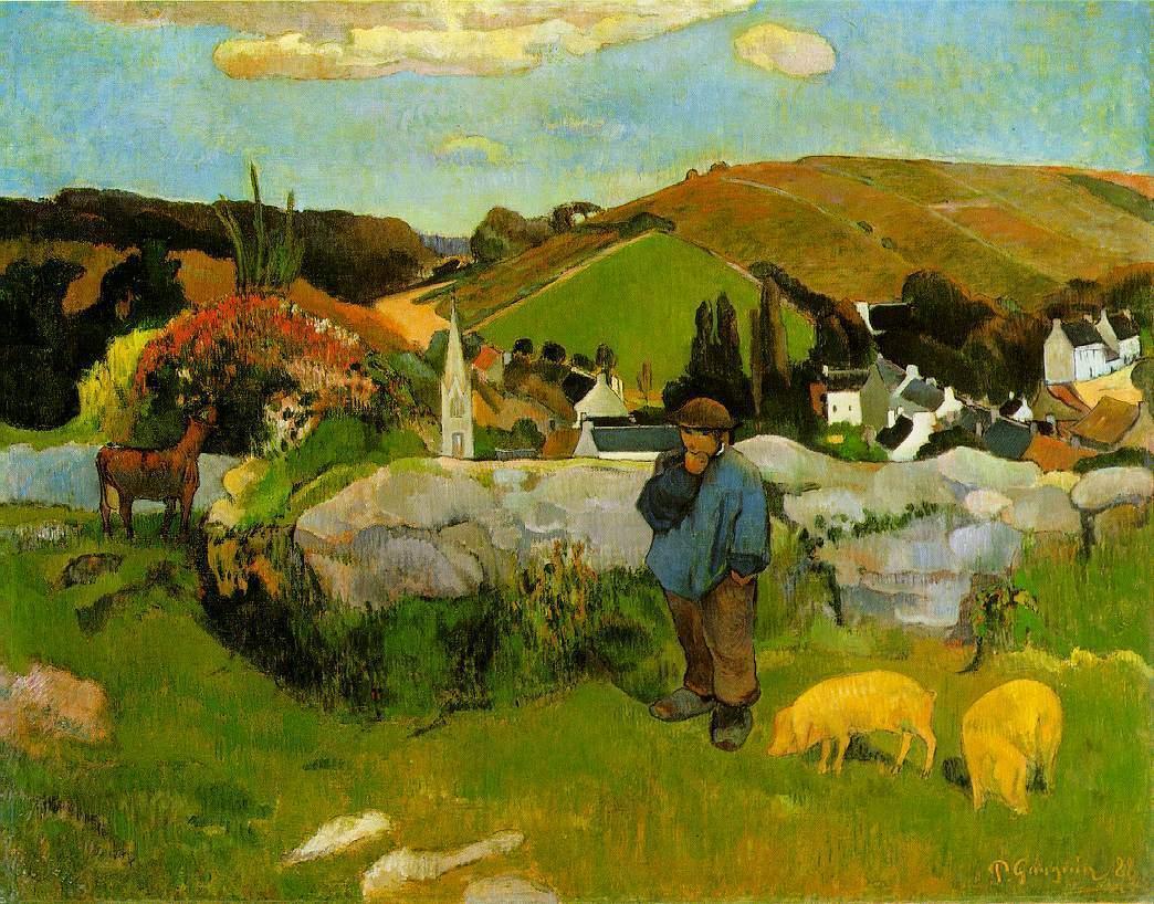 Swineherd, Brittany (1888) Paul Gauguin tablo - Dekolata