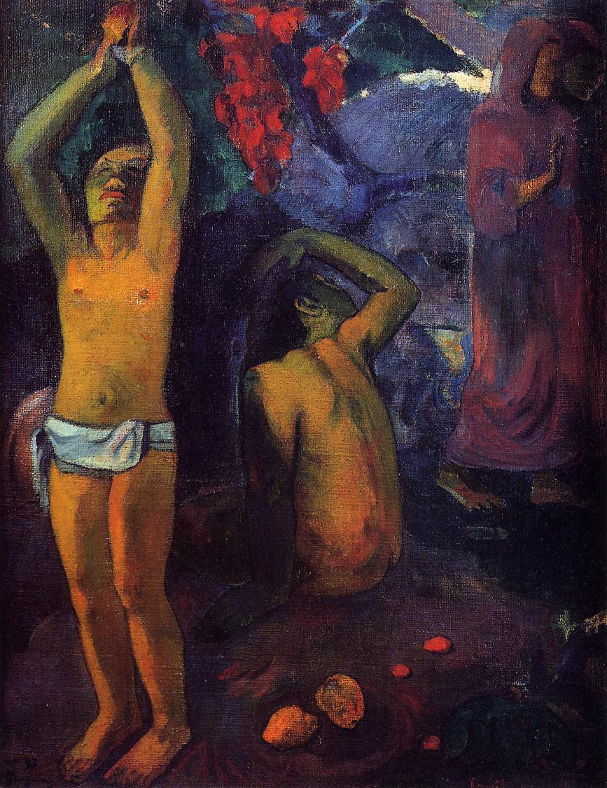 Tahitian Man with His Arms Raised (1897) Paul Gauguin tablo - Dekolata