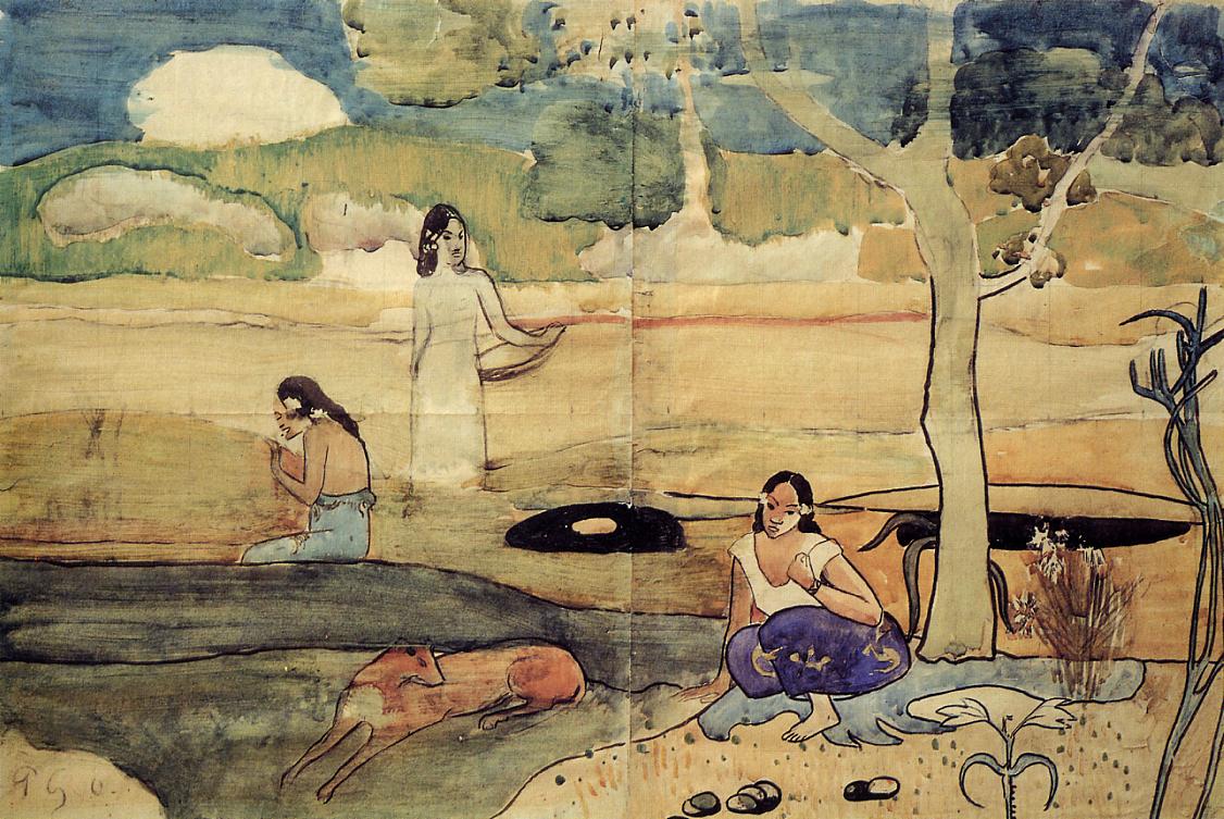 Tahitian Scene (1892) Paul Gauguin tablo - Dekolata