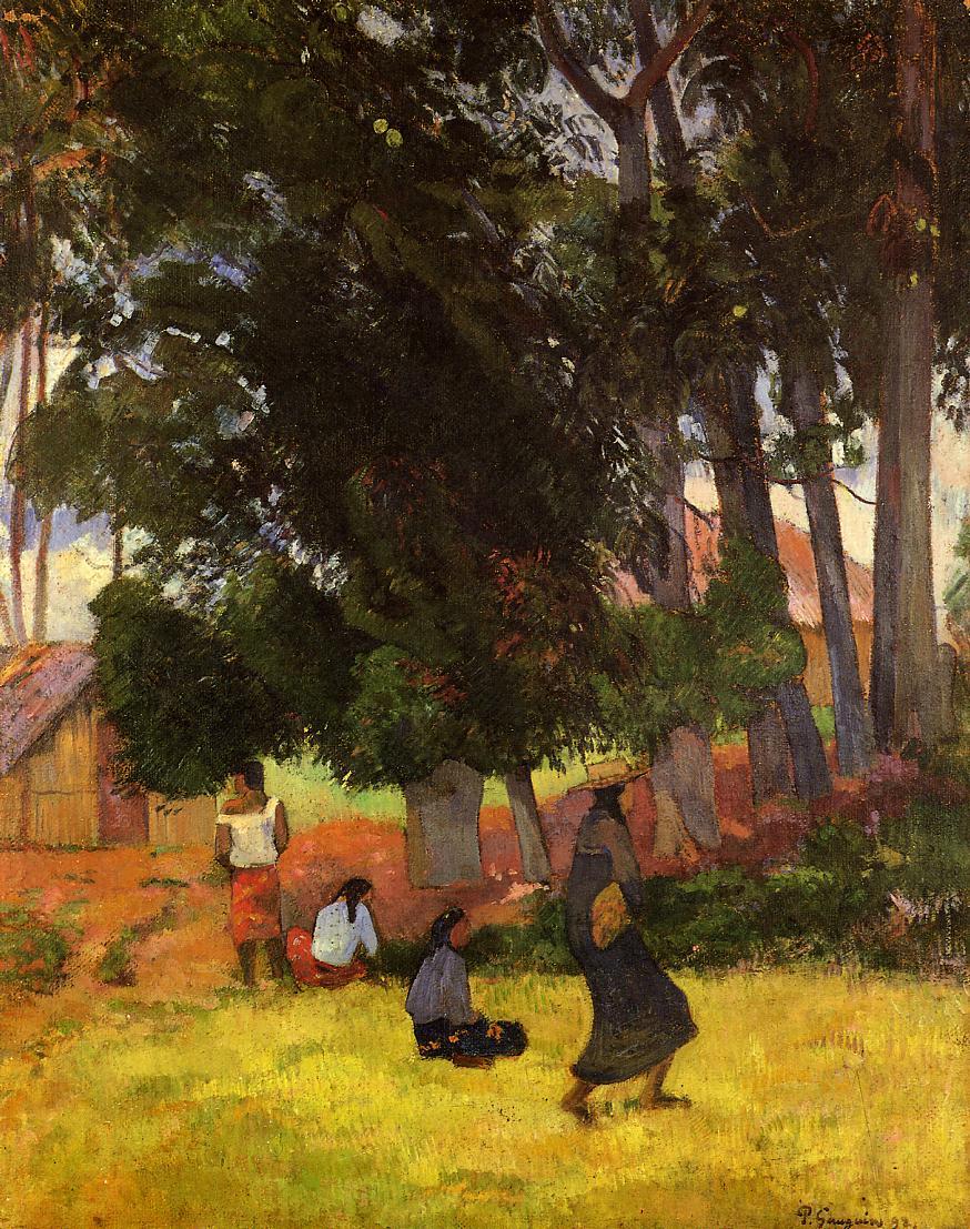 Tahitian village (1892) Paul Gauguin tablo - Dekolata